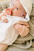 Blush Colorblock Hoodie Romper - MacroBaby