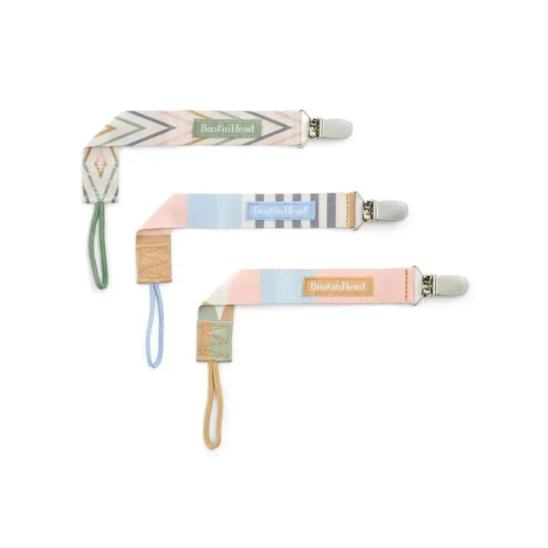 Booginhead - 3-Pack Pacifier Clips - Geometric Pinks Image 1