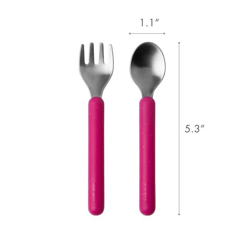Boon - CHOW™ Toddler Stainless Steel Utensil Set, Pink Image 3