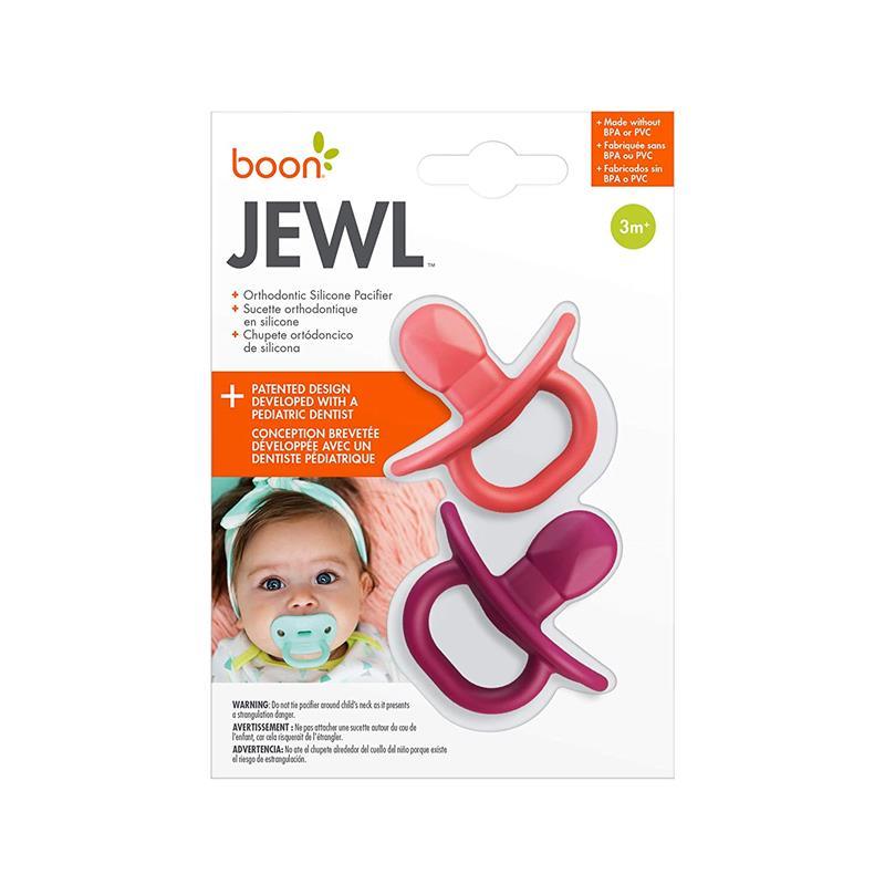 Boon Jewl Orthodontic Pacifier, Stage 2, 3 months + Silicone Pacifier, Pack of 2, Pink Image 3