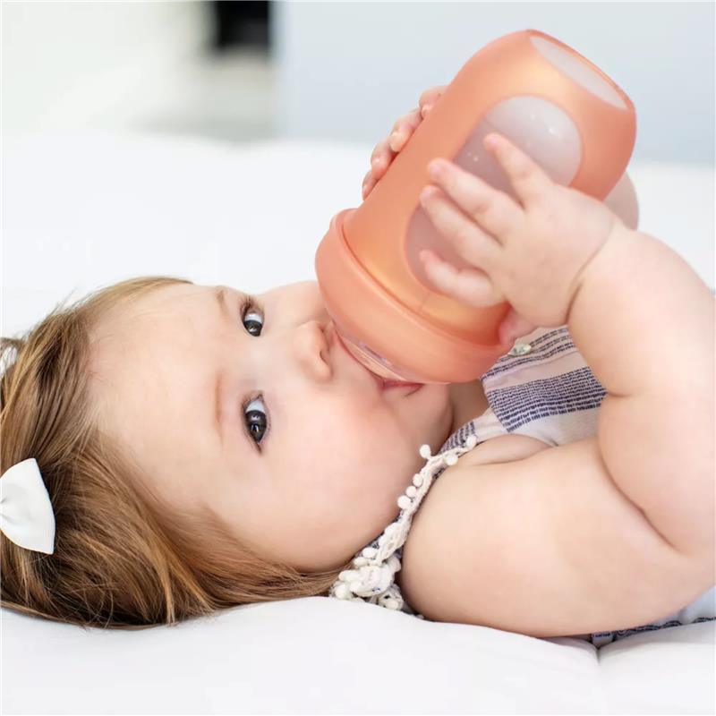 Boon - Nursh Silicone Baby Bottles with Collapsible Silicone Pouch - 8 fl oz, 3pk, Metallic Image 4