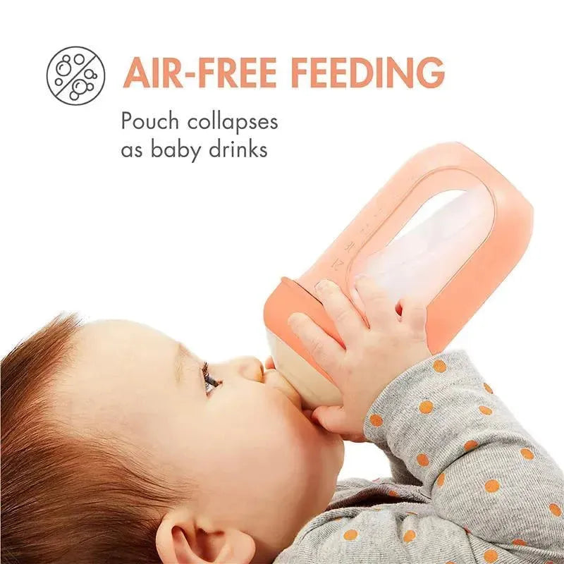 Boon Nursh Silicone Bottle 4Oz 3Pk, Mint/Cantaloupe/Navy Image 3
