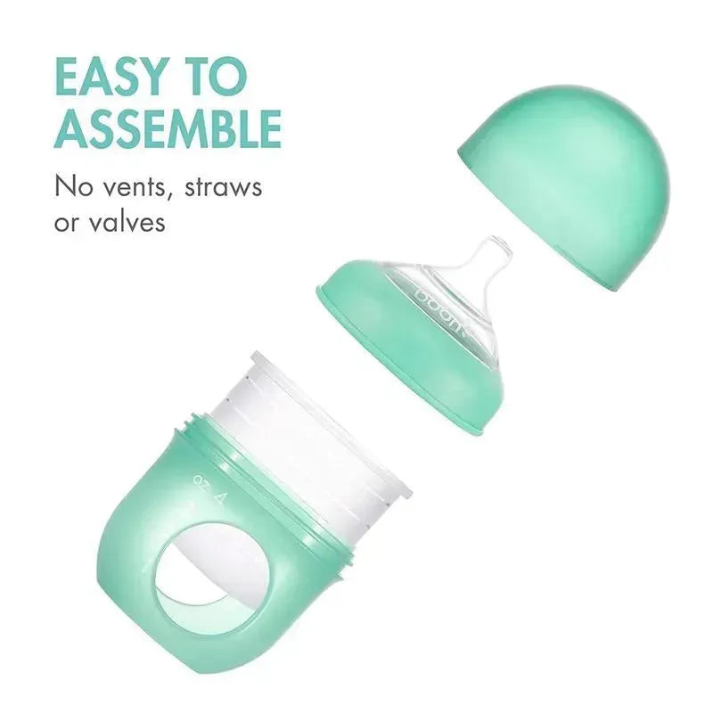 Boon Nursh Silicone Bottle 4Oz 3Pk, Mint/Cantaloupe/Navy Image 5