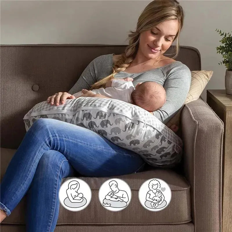 Boppy - Nursing Pillow Quick-Dry Gray Elephant Cover Image 4