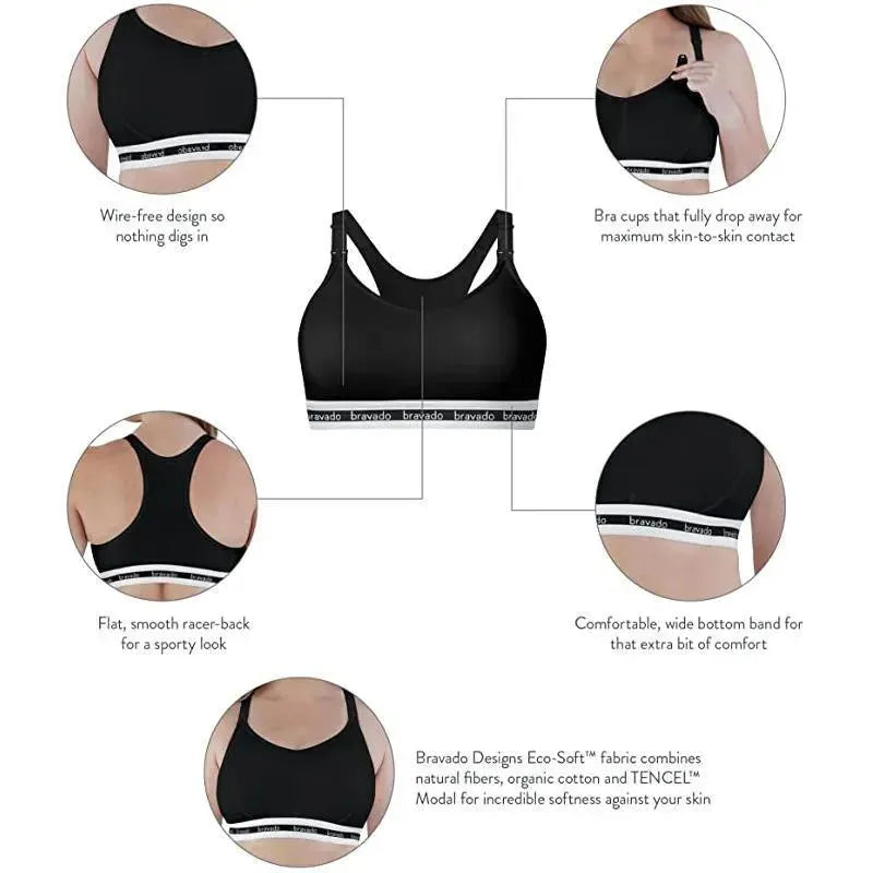 Bravado Original Full Cup Nursing Bra, Black XL Image 3