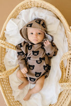 Brown Bear Hoodie Romper - MacroBaby