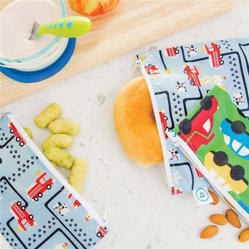 Bumkins 2-Pack Reusable Snack Bags, Sea Friends/Whales Away Image 2