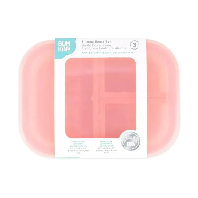 Bumkins - Bumkins Snack/Lunch Bento Box, 3 Compartment Container, Pink Jelly Image 4