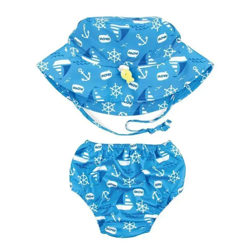 Bumkins Reusable Swim Diaper and Hat, UPF +50, Ahoy.