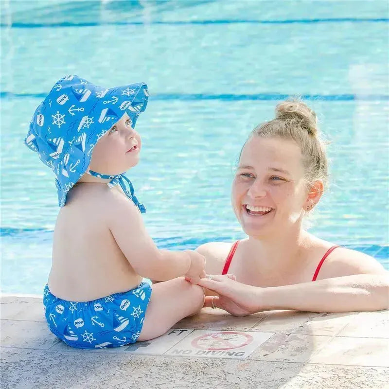 Bumkins Reusable Swim Diaper and Hat, UPF +50, Ahoy.