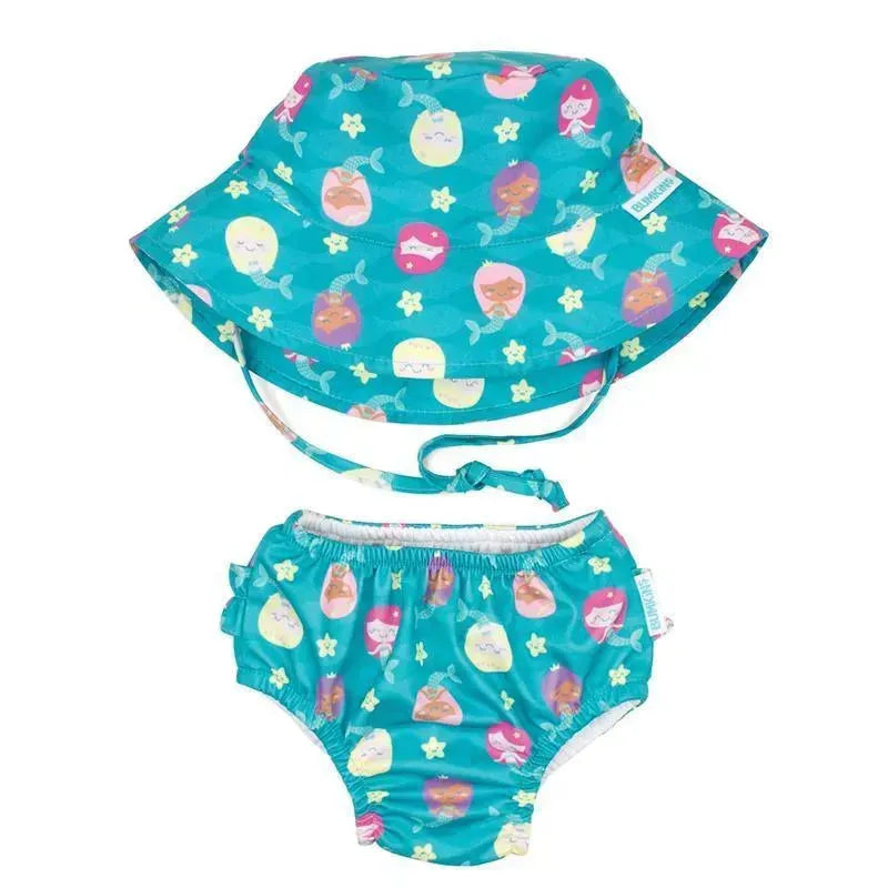 Bumkins Reusable Swim Diaper and Hat, UPF +50, Mermaids Image 1