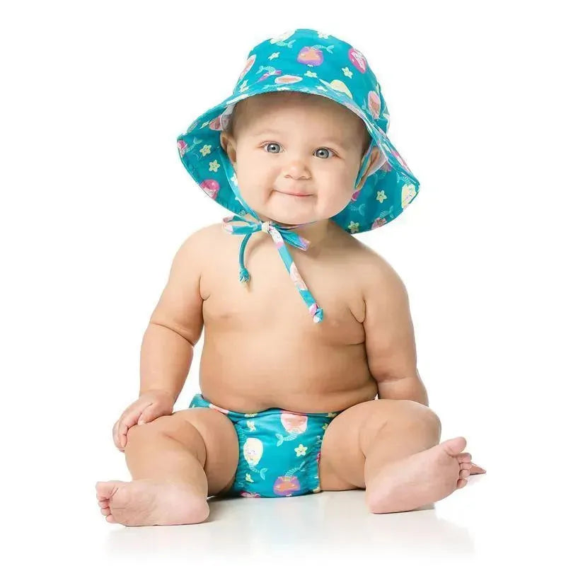 Bumkins Reusable Swim Diaper and Hat, UPF +50, Mermaids.