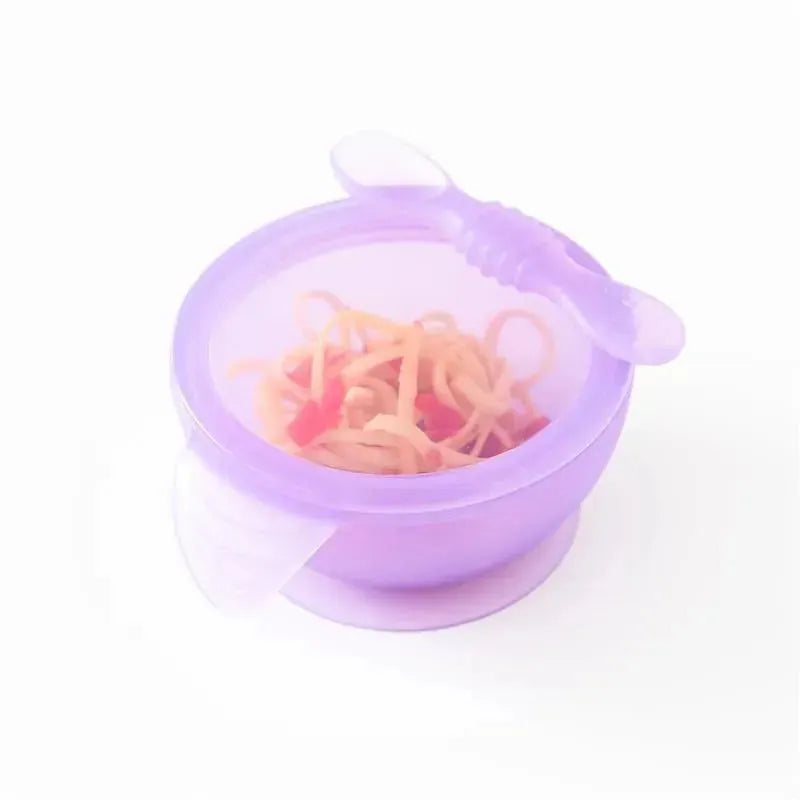 Bumkins - Silicone Feeding Set with Suction for Baby and Toddler, Purple Jelly Image 2