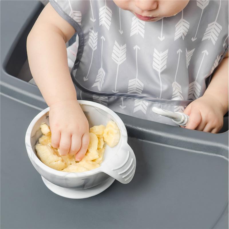 Bumkins Silicone First Feeding Set with Lid & Spoon, Marble Image 5