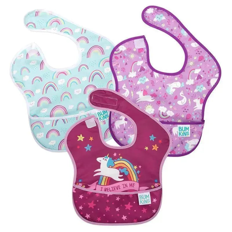 Bumkins - SuperBib 3 Pack, Unicorn/Rainbows Image 1