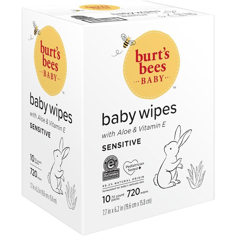 Burt’s Bees - Unscented Natural Baby Wipes for Sensitive Skin, 72 Wipes 10 Pack Image 8