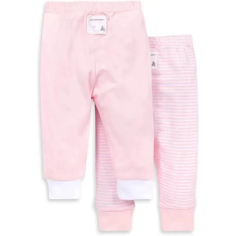 Burts Bees - 2Pk Baby Knit Jogger Pants, Stripe Blossom Image 2