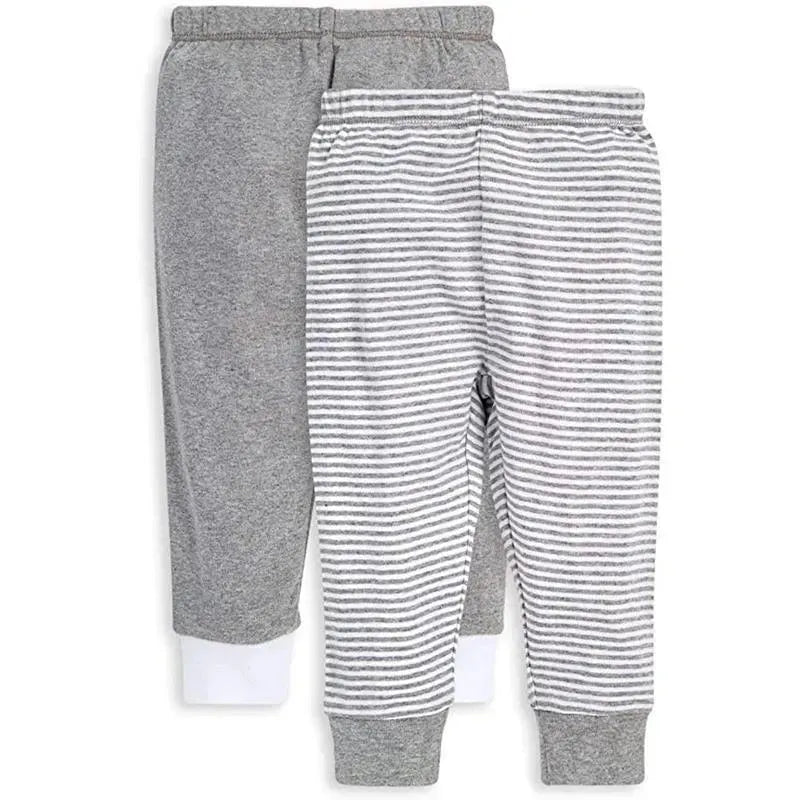 Burt's Bees - 2Pk Organic Baby Classic Stripe Footless Pants, Heather Grey  Image 1