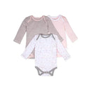 Burts Bees - 3Pk Baby Girl Organic Long Sleeve Bodysuits, Dusty Dandelions Image 1