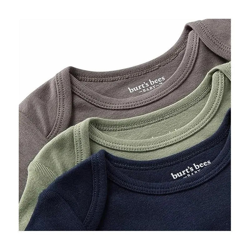 Burts Bees - 3Pk Baby Unisex Organic Solid Short Sleeve Bodysuits, Midnight Image 2