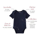 Burts Bees - 3Pk Baby Unisex Organic Solid Short Sleeve Bodysuits, Midnight Image 4