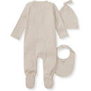 Burts Bees - 3Pk Jumpsuit, Hat & Bib Set, Limestone Image 2