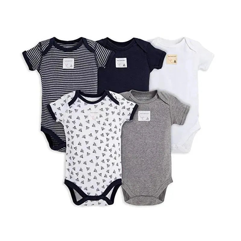 Burt's Bees 5-Pack Short Sleeve Bodysuits, Blueberry Image 1