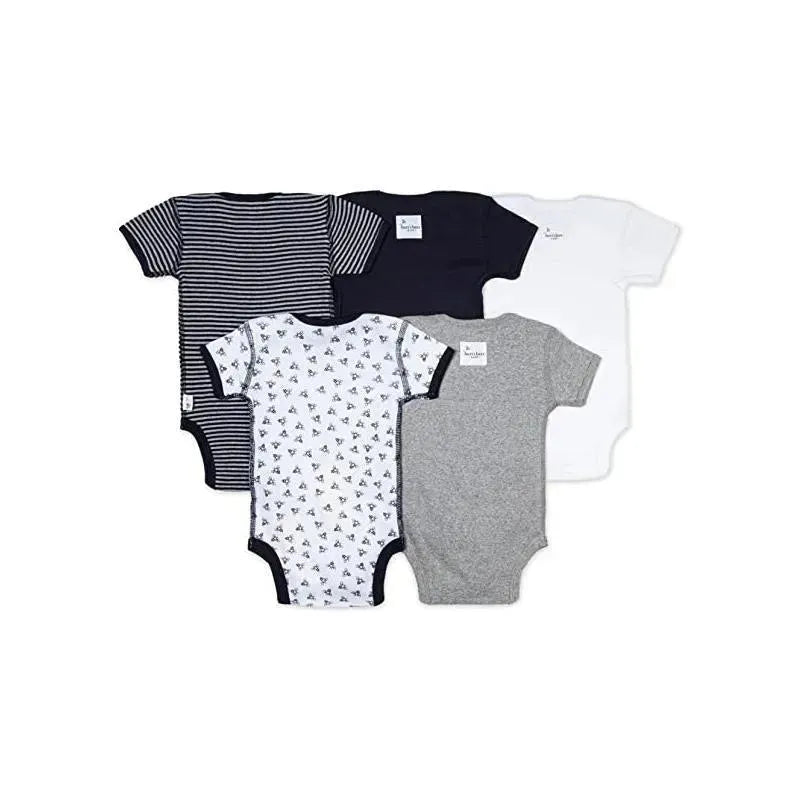 Burt's Bee - 5Pk Short Sleeve Bodysuits, Blueberry Image 2