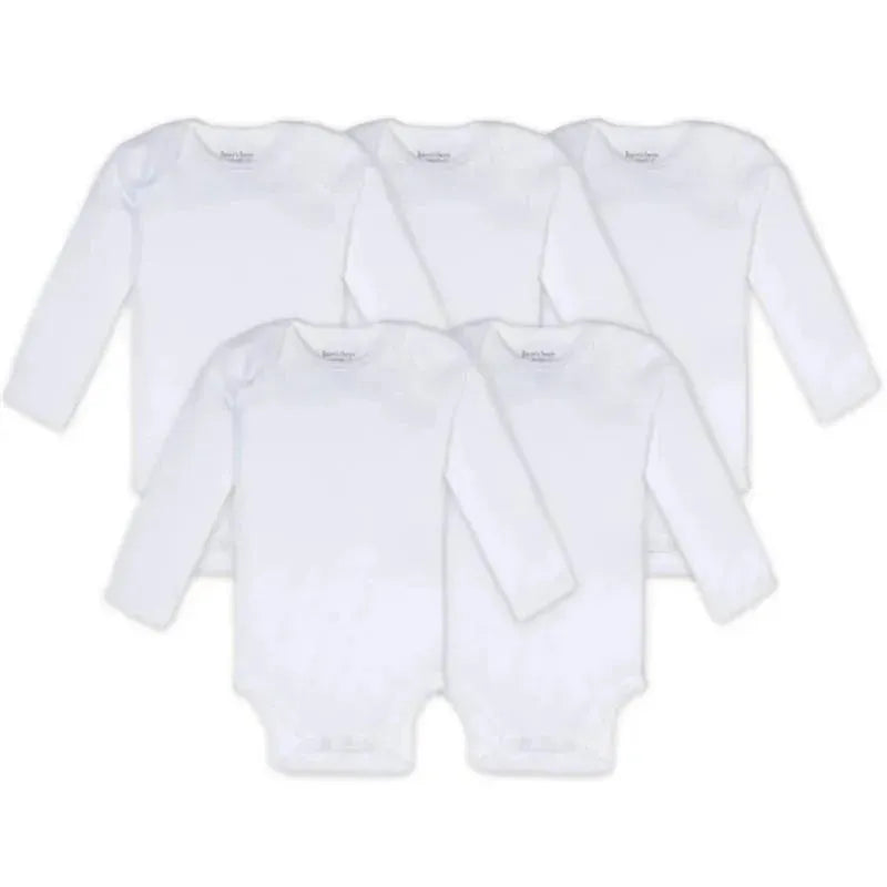 Burts Bees - 5Pk Bee Essential Long Sleeve Bodysuit, Cloud Image 1