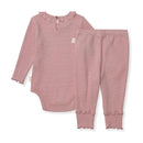 Burts Bees - Baby Girl Thermal Bodysuit & Pant Set, Persian Rose Image 3