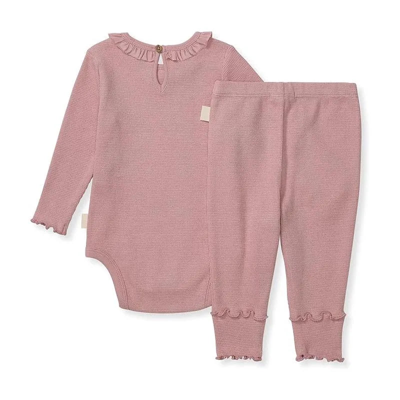 Burts Bees - Baby Girl Thermal Bodysuit & Pant Set, Persian Rose Image 3