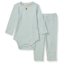 Burts Bees - Baby Unisex Thermal Bodysuit & Pant Set, Cloudy Image 1