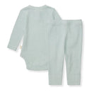 Burts Bees - Baby Unisex Thermal Bodysuit & Pant Set, Cloudy Image 3