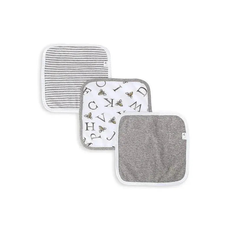 Burt's Bees Set Of 3 A-Bee-C Washcloths Heather Grey One Size Hanger Grey Image 1