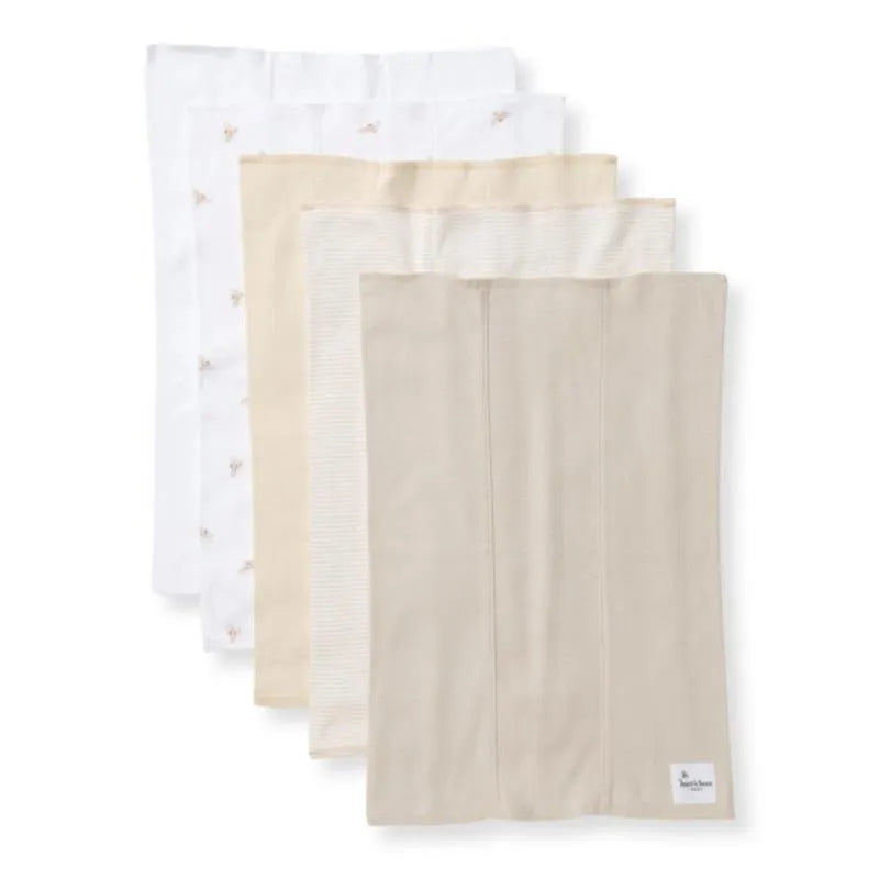 Burts Bees - Set Of 5 Golden Bee Burp Cloths, Oat Image 1