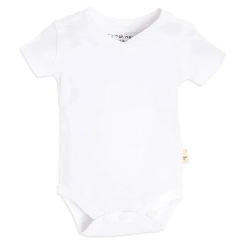 Burts Bees - Short Sleeve Reverse Seam V Neck Bodysuit, Cloud Image 1