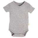 Burts Bees - Short Sleeve Reverse Seam V Neck Bodysuit, Heather Grey Image 1