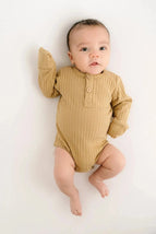 Camel Ribbed Bodysuit - MacroBaby