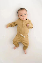 Camel Ribbed Bodysuit - MacroBaby