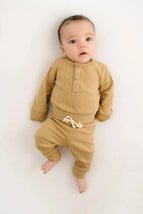 Camel Ribbed Joggers - MacroBaby