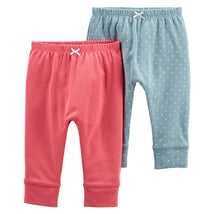Carter's 2-Pack Baby Girl Pull-On Pants, Pink and Blue with Polka Dots Image 1