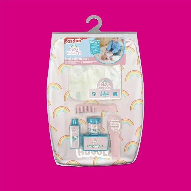 Casdon - Ultimate Care Kit for Dolls with Rainbow Cushioned Changing Mat, Nappy, Brush, Comb, and Containers - Ages 3 plus Image 7