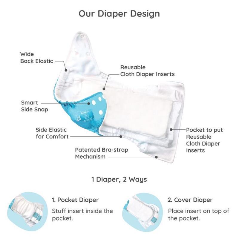 Charlie Banana - Twinkle Little Stars Baby Fleece Reusable and Washable Cloth Diaper System Image 3