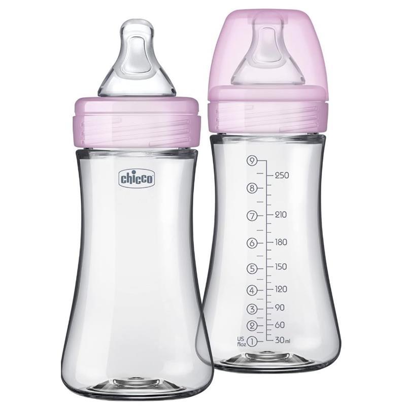 Chicco - 2Pk Duo 9Oz Hybrid Baby Bottle, Pink Image 1