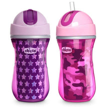 Chicco Feeding Flip Top Insulated Straw Cup 12+ Pink/Purple Image 1