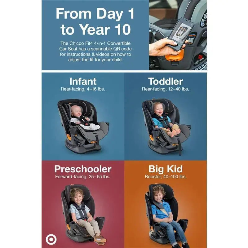 Chicco - Fit4 4-in-1 Convertible Car Seat, Onyx Image 11