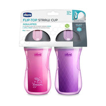 Chicco Insulated Flip Top Straw Cup 12m+ (2pk) Dream Pink/Purple Image 2