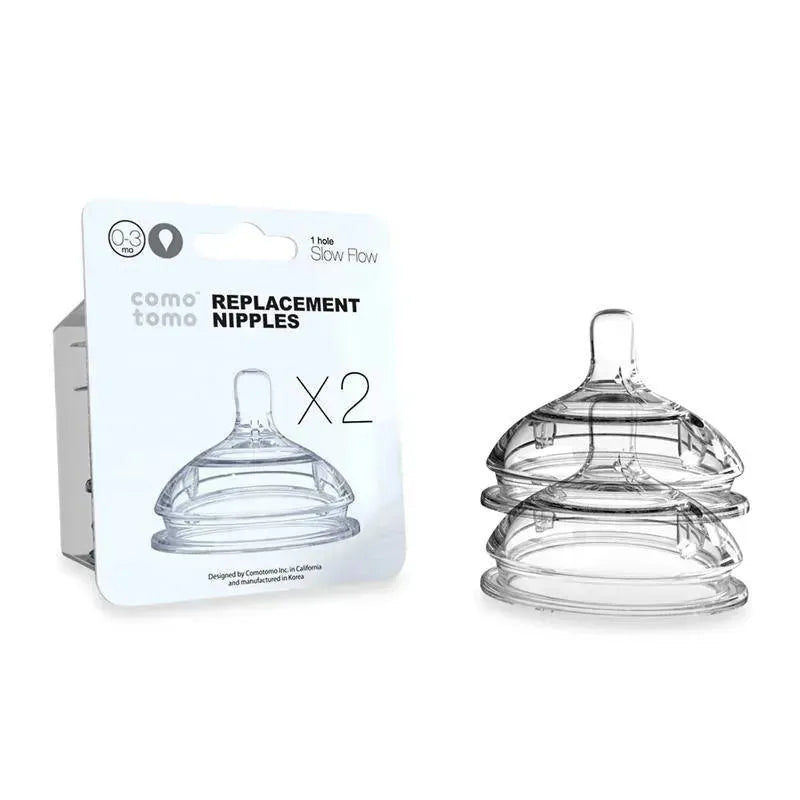 Comotomo Replacement Nipples in Slow Flow for Ages 0-3 Months, 2-Pack Image 1