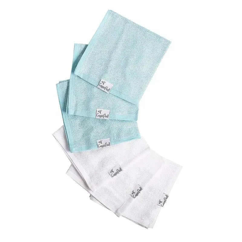 Copper Pearl - 6Pk Baby Bath Washcloths, White/Blue Image 1