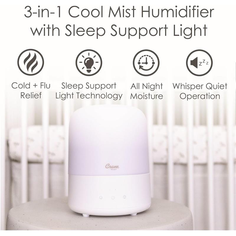 Crane - 3-In-1 Pediatric Cool Mist Humidifier And Aroma Diffuser And Sleep Support Light, 0.5 Gallon Image 4